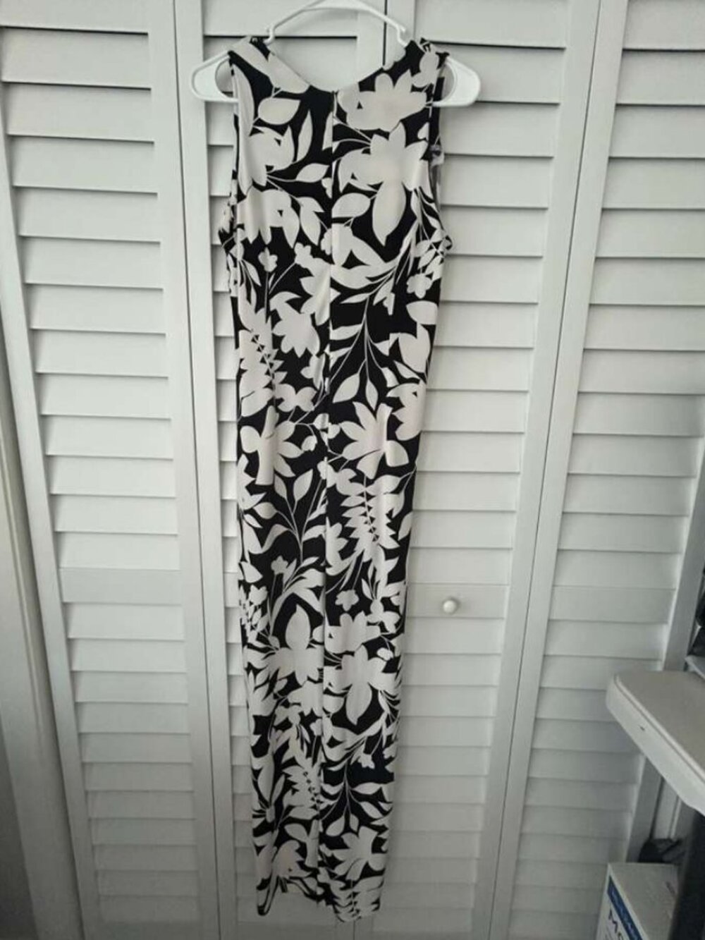 CHAPS Black White Floral Maxi Dress Size 10 Stretch Formal Wedding Guest - Picture 15 of 15
